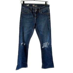 Kut from the Kloth Natalie High Rise Bootcut Denim Jeans Size 4 knees distressed